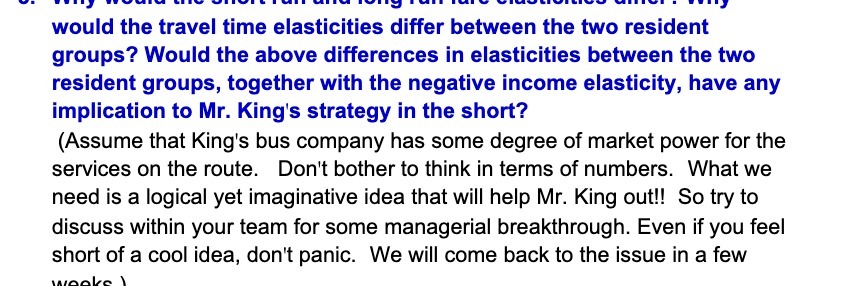 would the travel time elasticities differ between the two resident groups?
