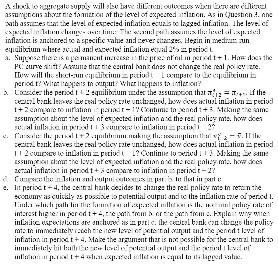 A shock to aggregate supply will also have different outcomes when