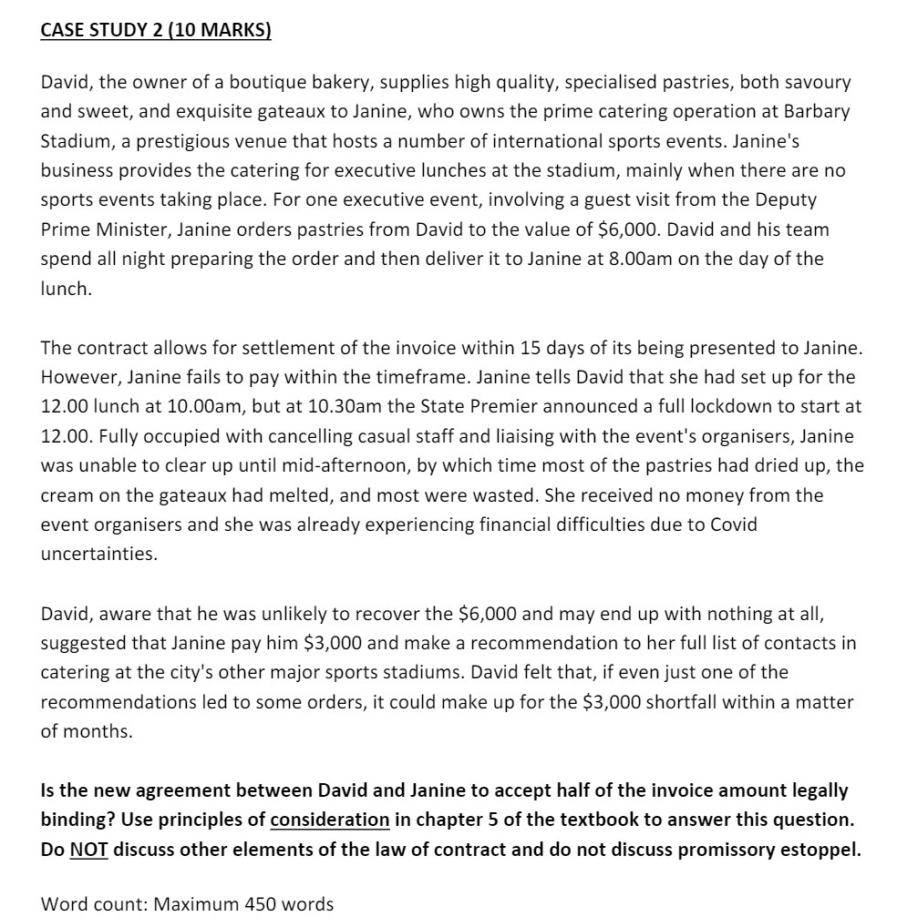  CASE STUDY 2 [10 MARKS] David, the owner of a boutique