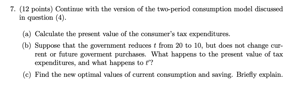 Information required to solve this problem: 7. (12 points) Continue with the