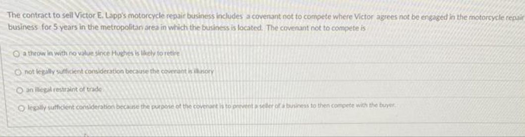 answer please correct The contract to sell Victor E. Lapp's motorcycle repair