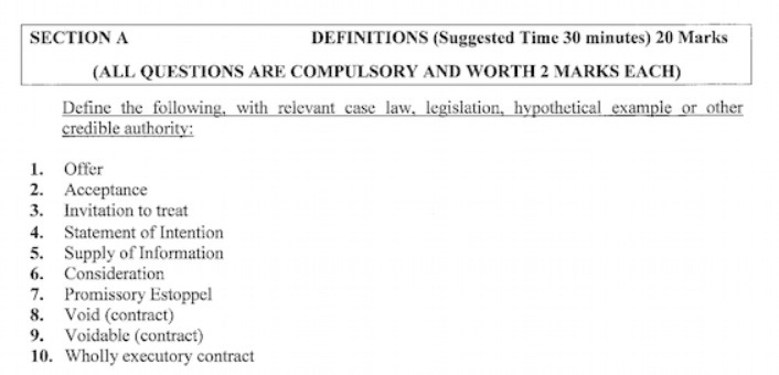 SECTION A DEFINITIONS (Suggested Time 30 minutes) 20 Marks (ALL QUESTIONS