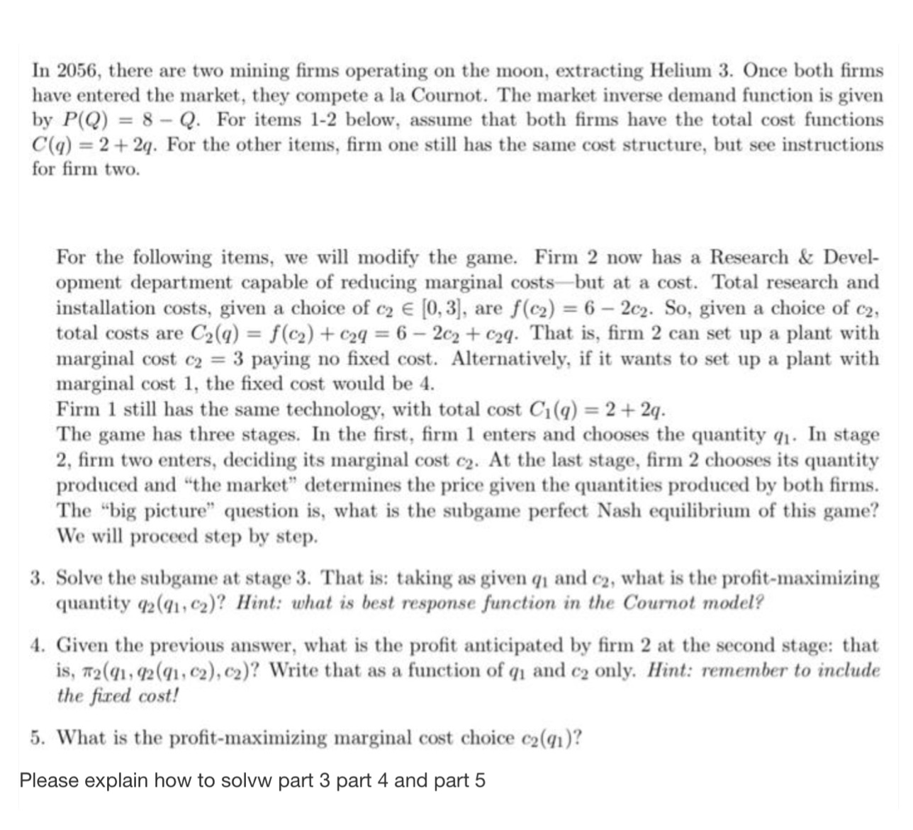 Please help me solve part 3 till part 5 with an explanation