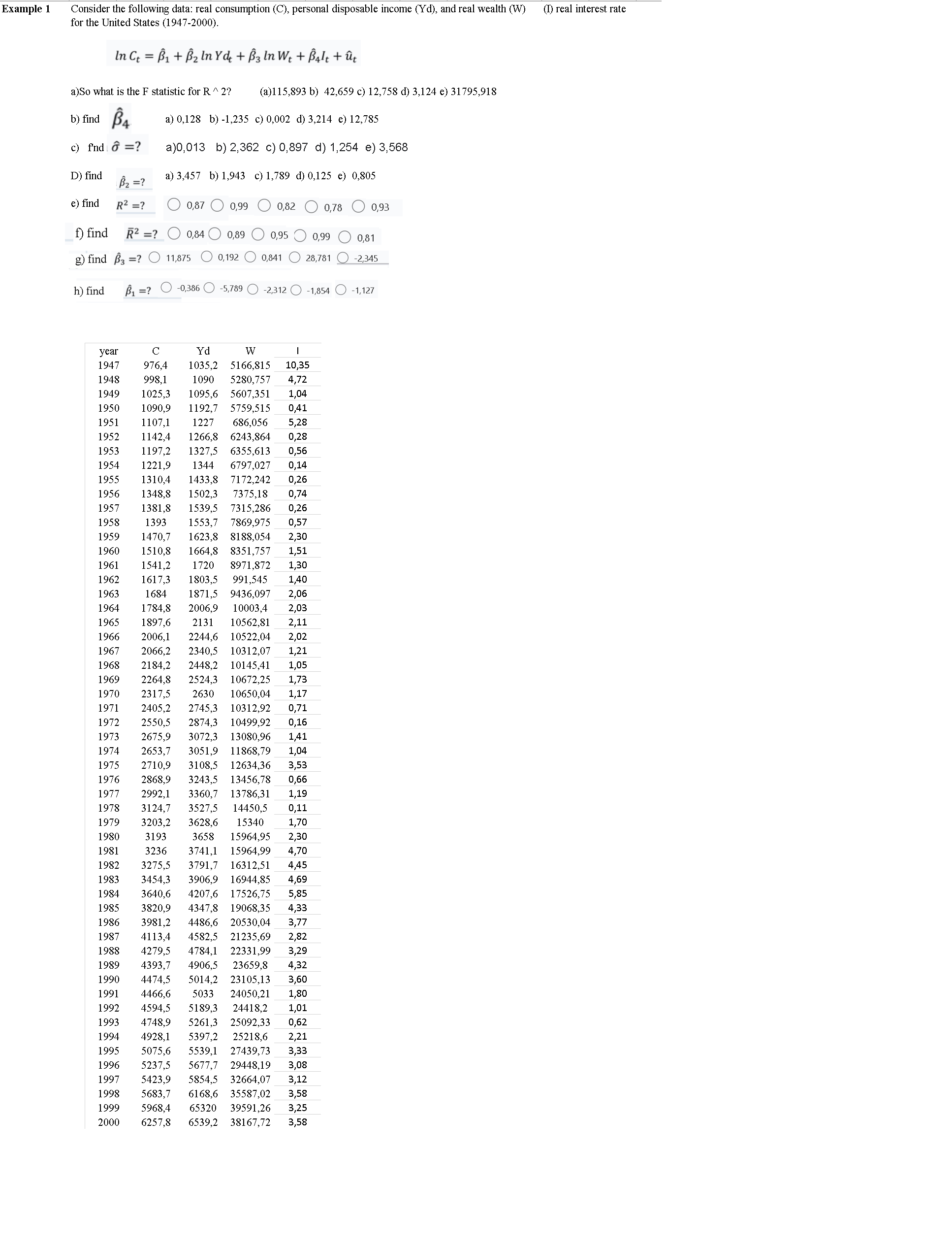 please solve and chooce the correct answer Example 1 Consider the following
