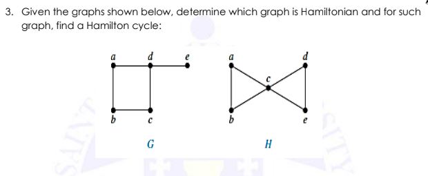help 3. Given the graphs shown below, determine which graph is Hamiltonian