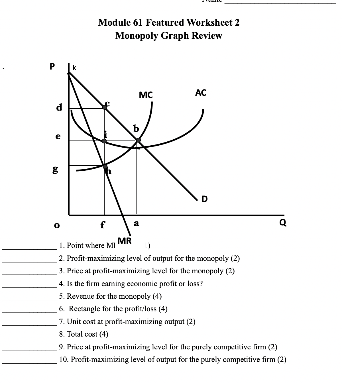  .l ' \"111'; Module 61 Featured Worksheet 2 Monopoly Graph Review