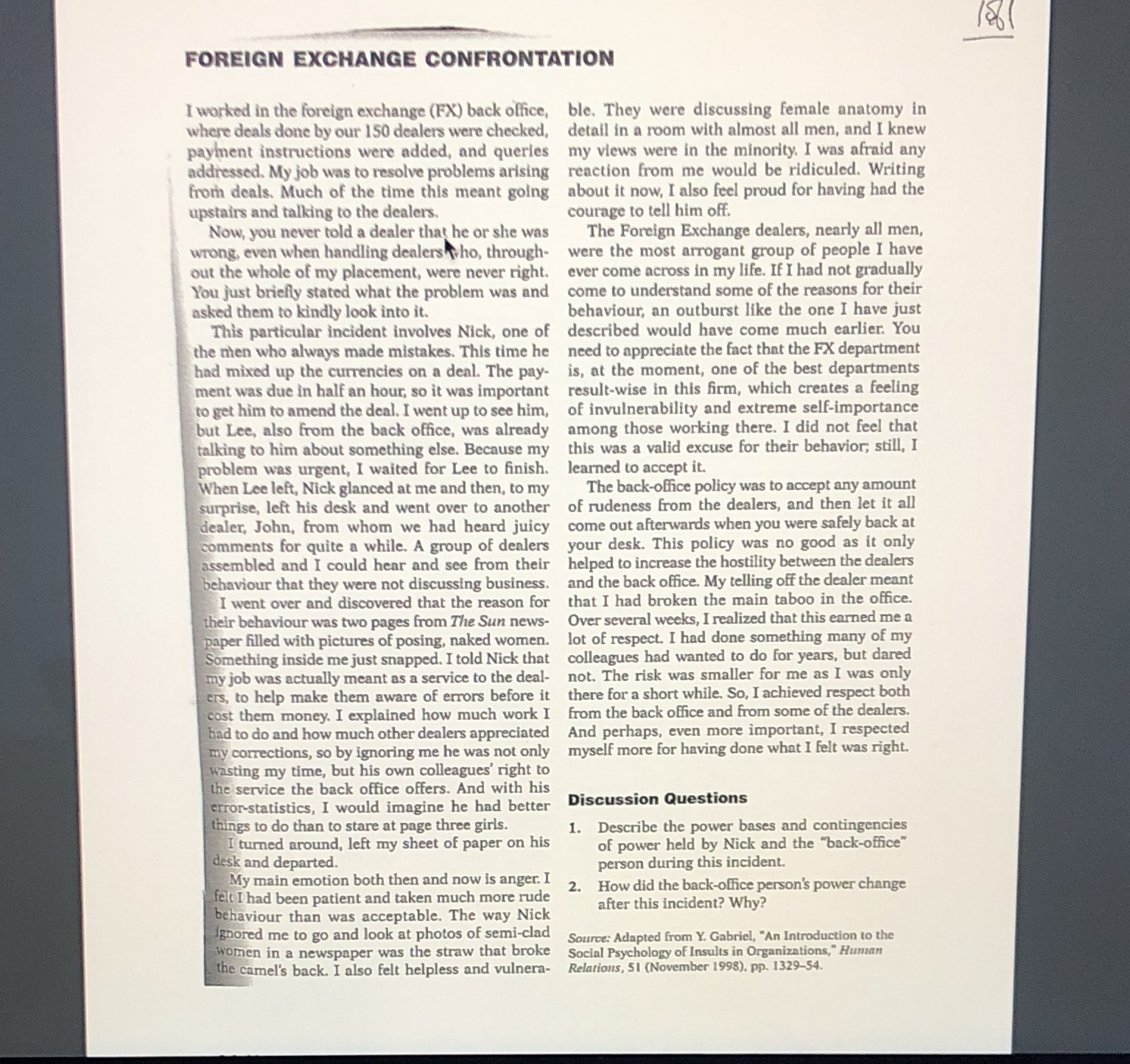 Can you answer the two discussion questions below? FOREIGN EXCHANGE CONFRONTATION