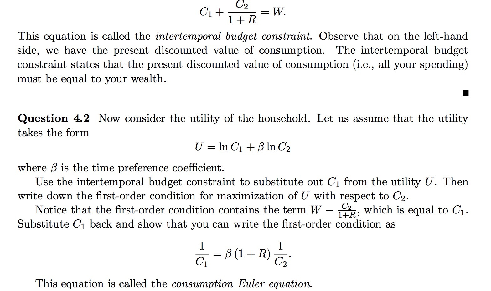 C2 1+R This equation is called the intertemporal budget constraint. Observe