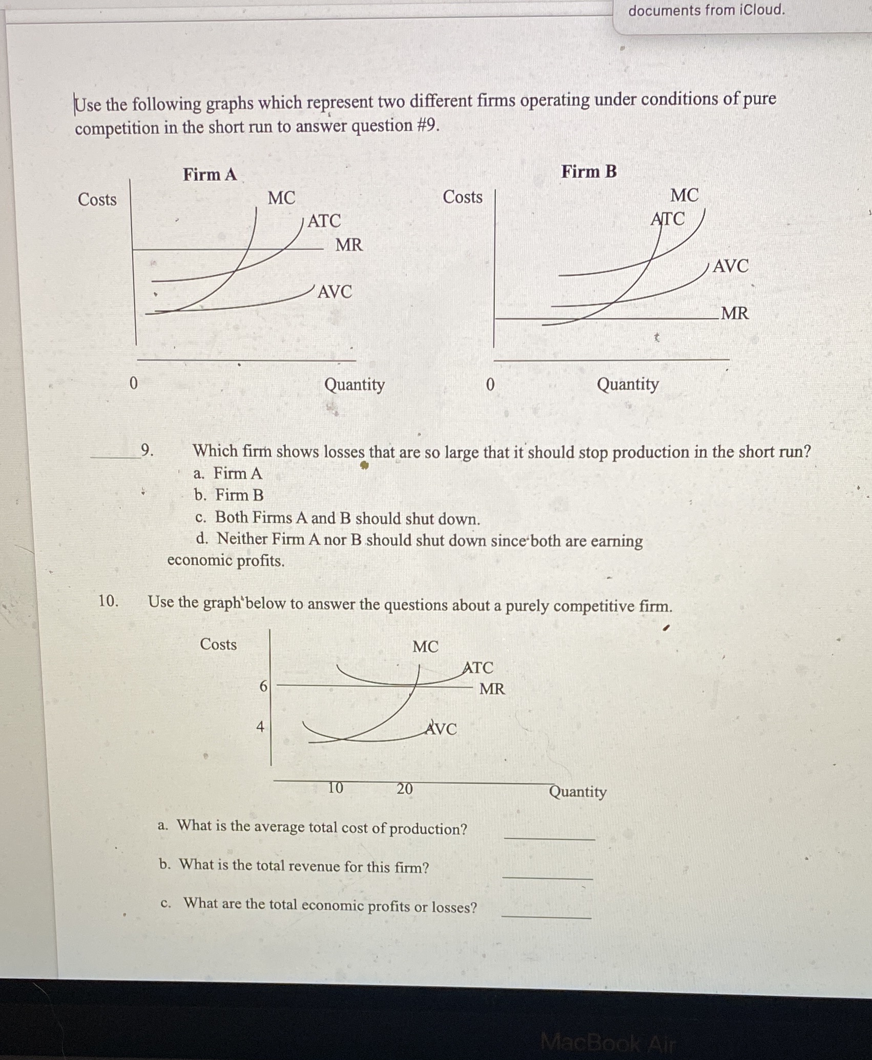 documents from iCloud. Use the following graphs which represent two different