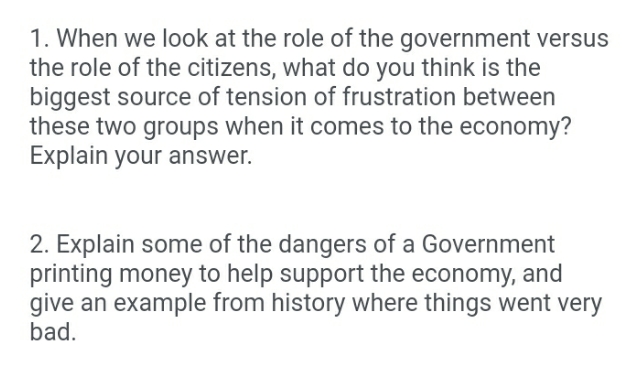 answer the following 2 questions 'I. When we look at the role