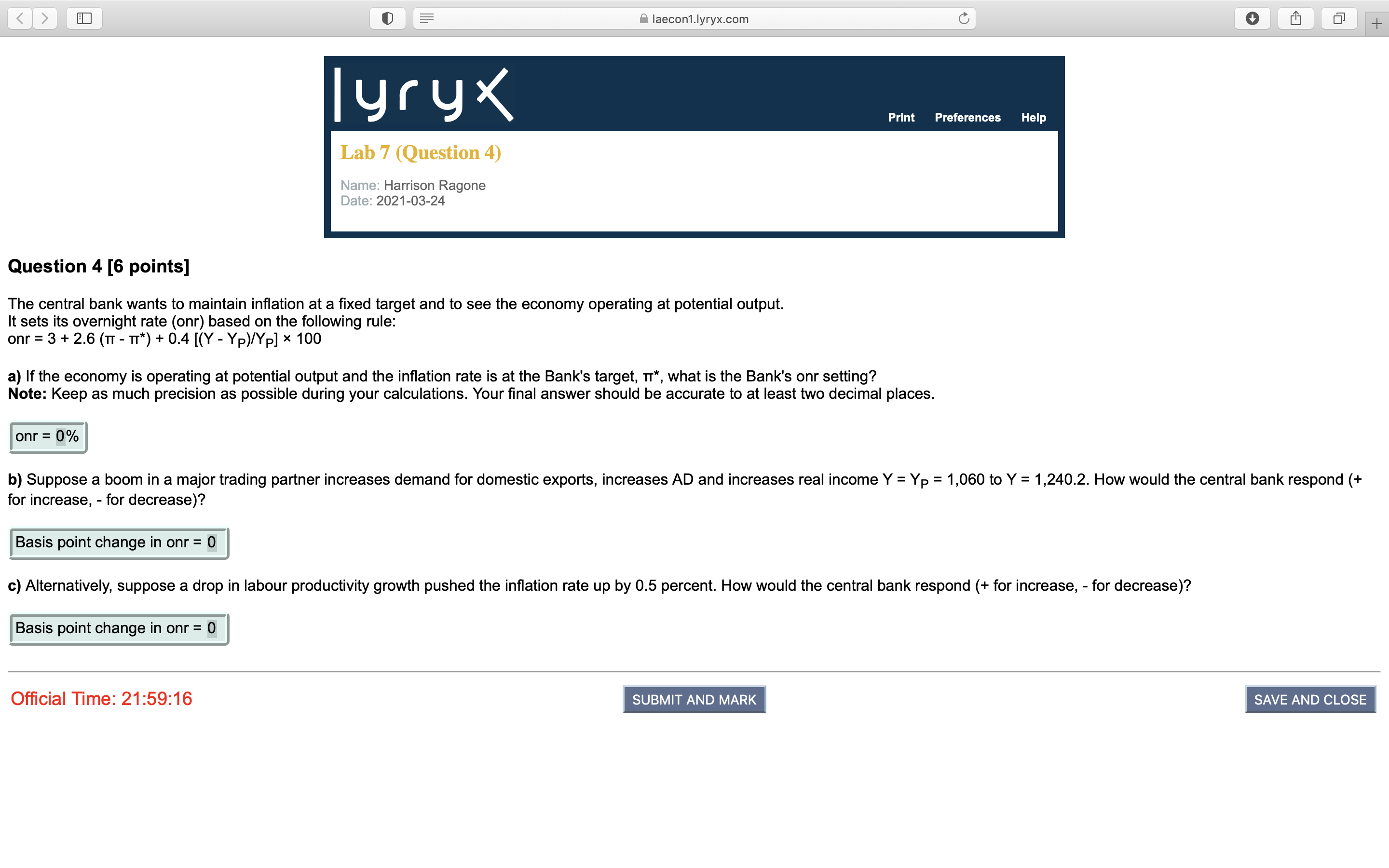 hello- I need help with this z [j _E laecon1.lyryx.com C 0