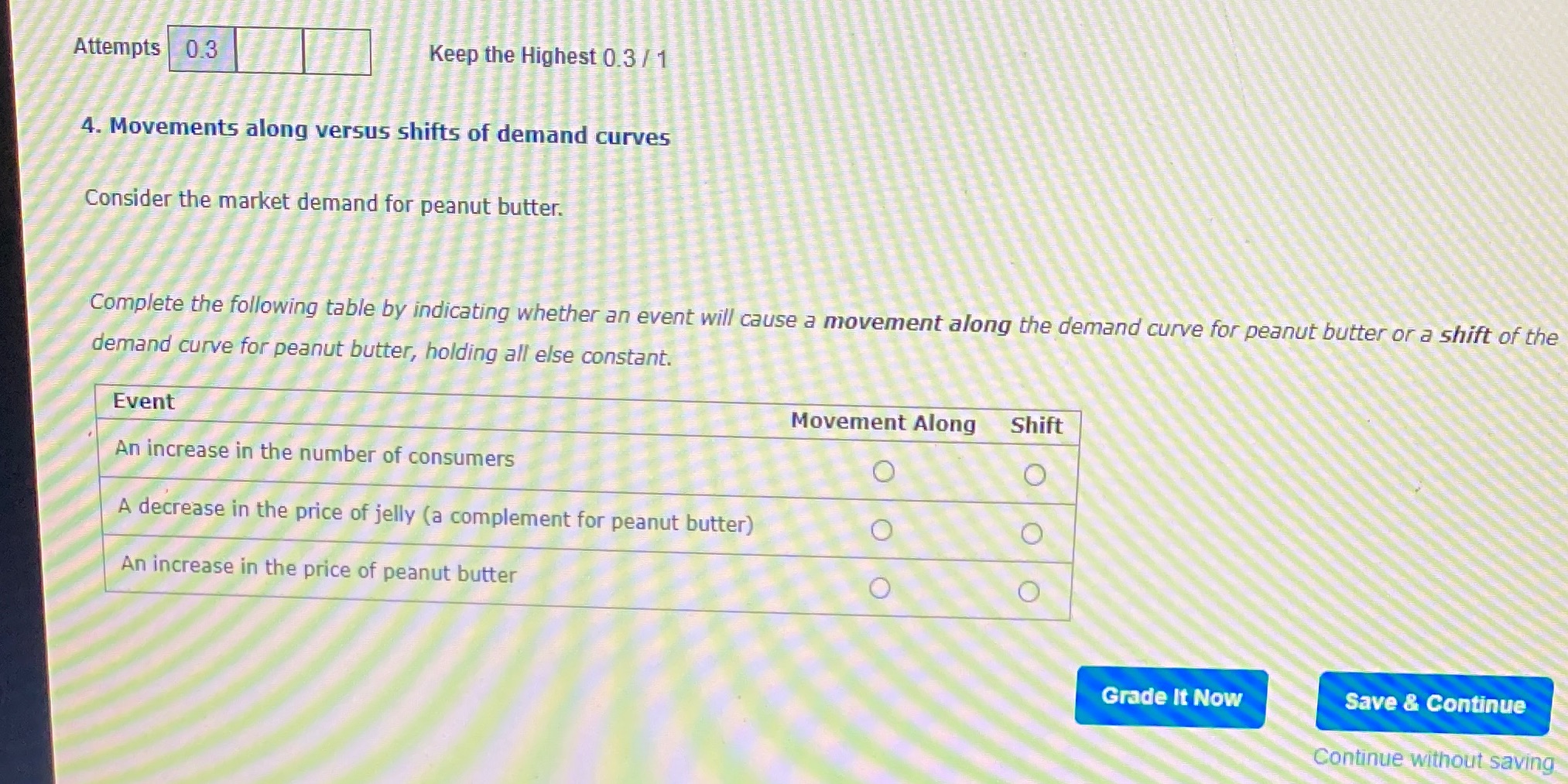 Attempts 0.3 Keep the Highest 0.3 / 1 4. Movements along