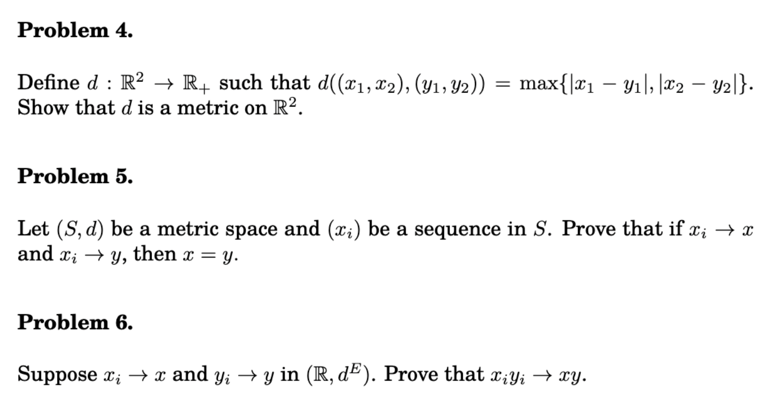  Problem 4. Define d : R2 - R. such that d((x1,