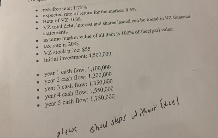 required rate of return of 12%. Based on the following cash flows