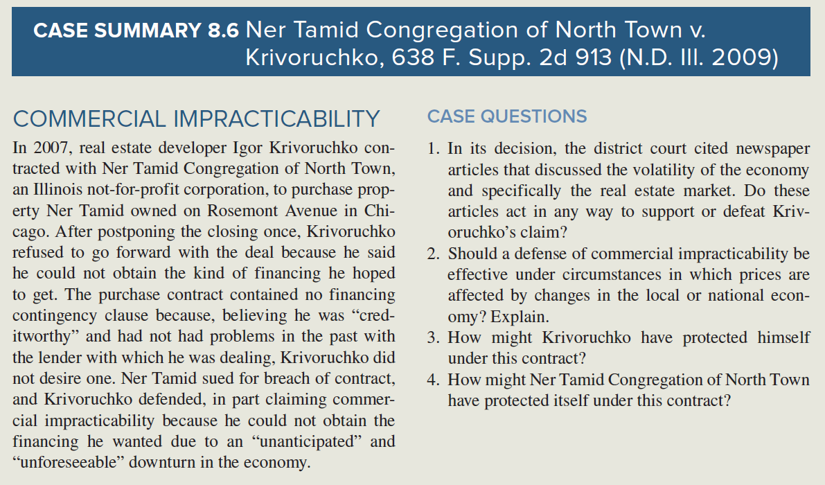 CASE SUMMARY 8.6 Ner Tamid Congregation of North Town v. Krivoruchko, 638