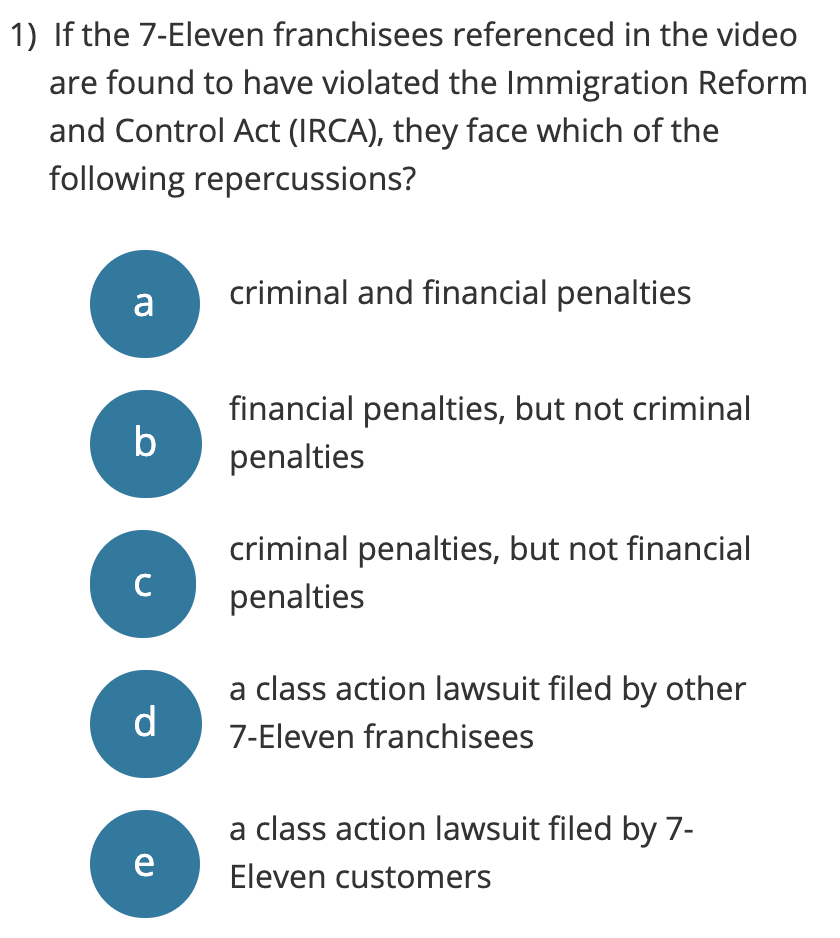 video assignmentvideo link https://abcnews.go.com/video/embed?id=19426061 1) If the 7-Eleven franchisees referenced in the
