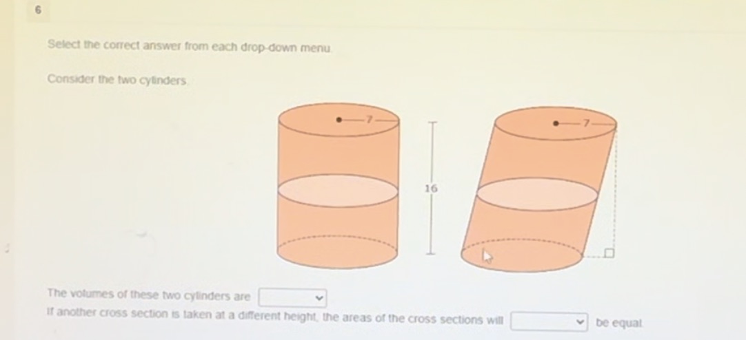  Select the correct answer from each drop-down menu Consider the two