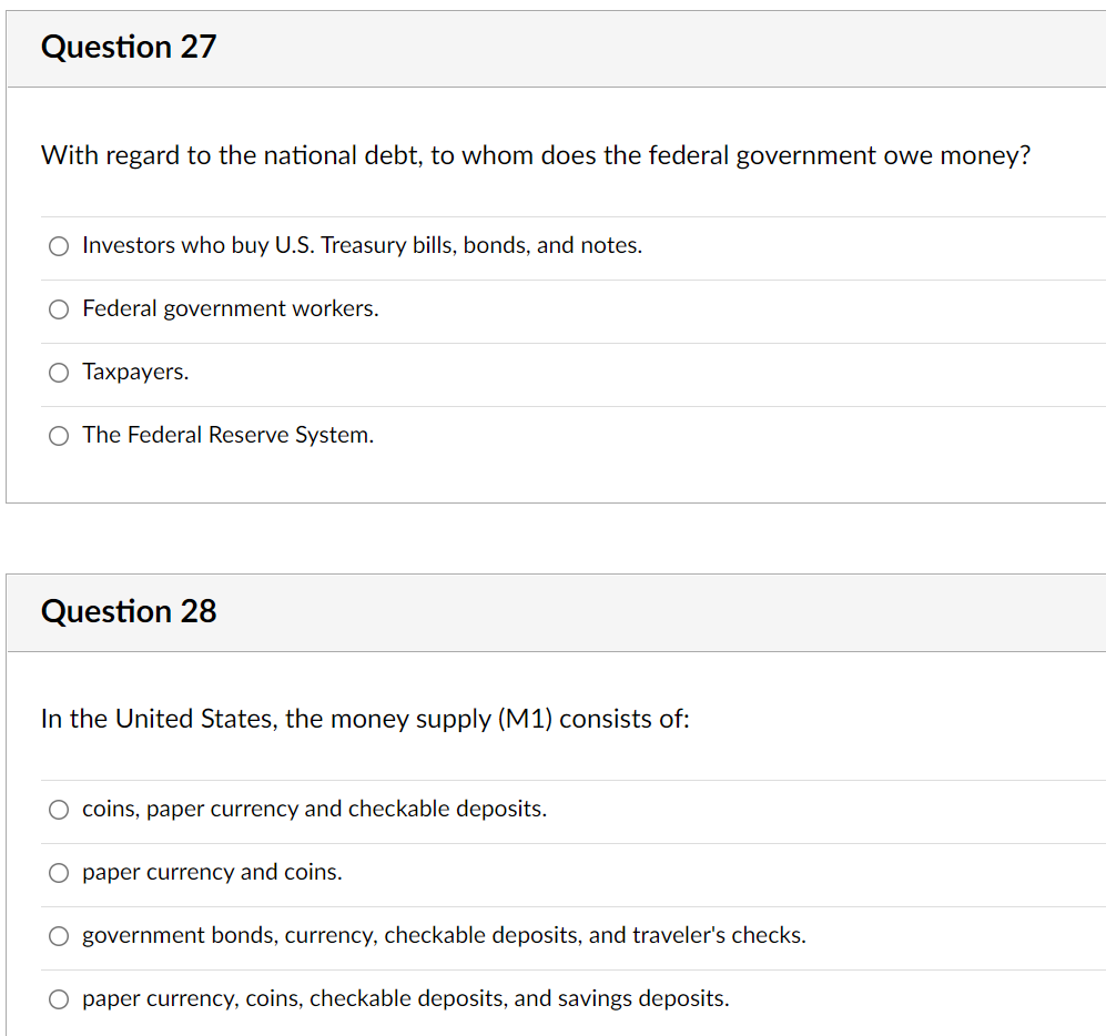 Question 25 The national debt is unlikely to cause national bankruptcy because