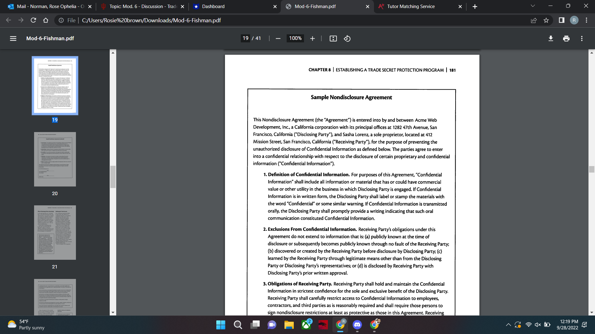 1. Which elements of a trade secret protection plan do you think