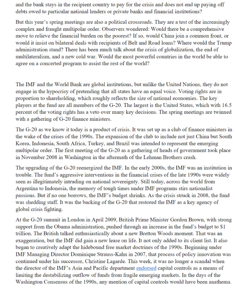 Foreign Policy, April 2020. answer it well and completedInstructions / OutlineSummarize the