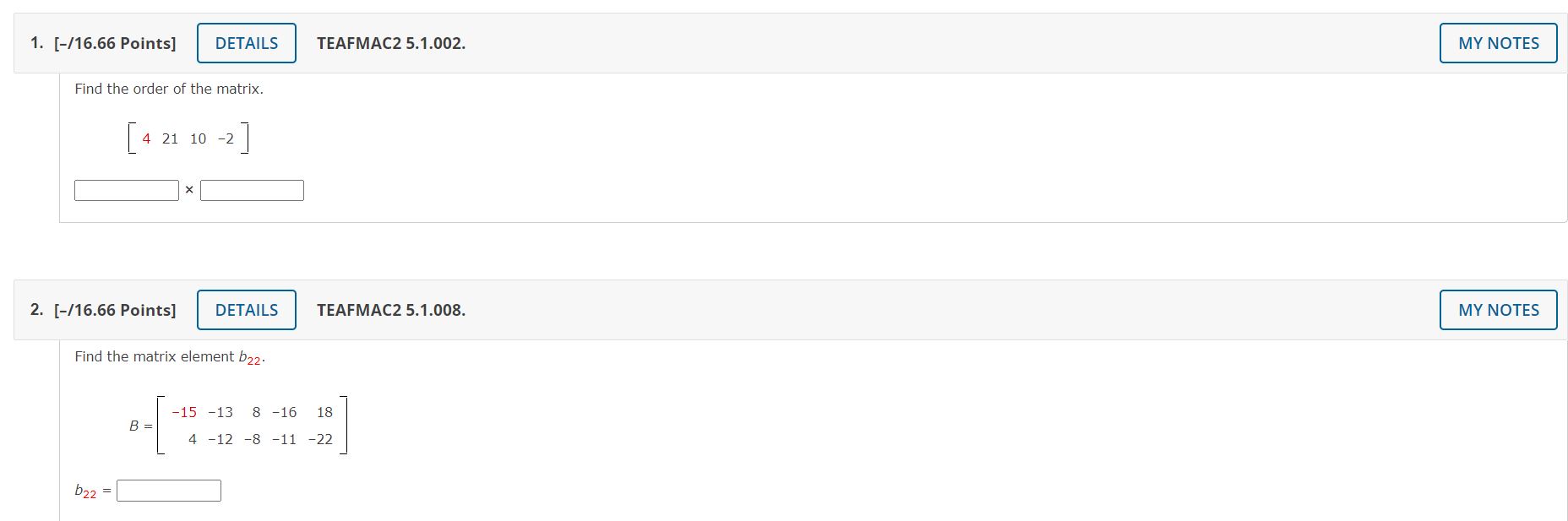  1. [-/16.66 Points] DETAILS TEAFMAC2 5.1.002. MY NOTES Find the order