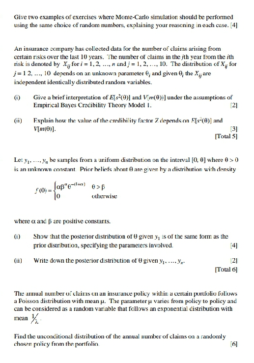 please provide a precise solution Give two examples of exercises where Monte-Carlo