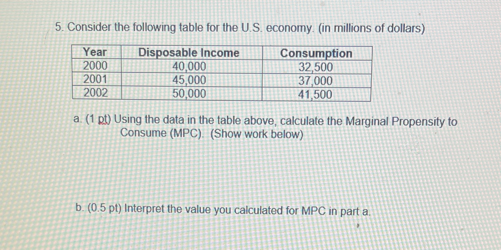215 I'm trying to understand 5. Consider the following table for the