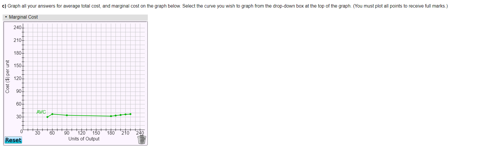 from a firm's research on their costs when producing certain quantities of