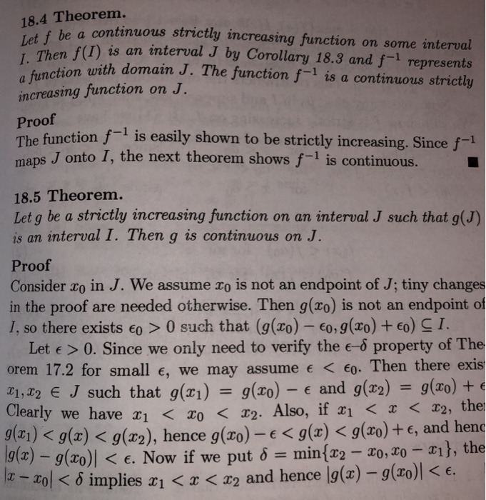  18.4 Theorem. Let f be a continuous strictly increasing function on