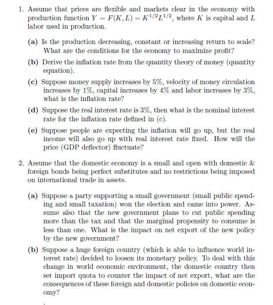 possible and explain. 3. An economy has the perworker production function y