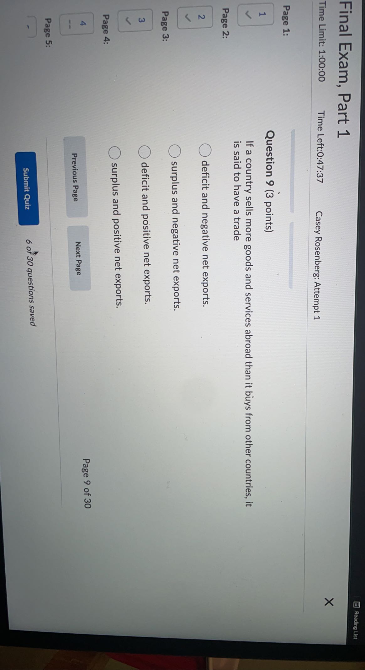 Next Page. Page 8 of 30 Question 8 (3 points) Mankiw's analysis