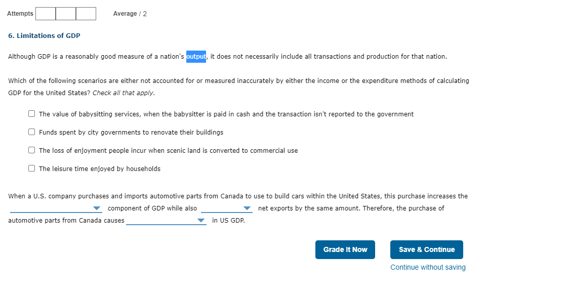 Solve clearly Attempts I I Average .I' 2 6. Limitations of GDP