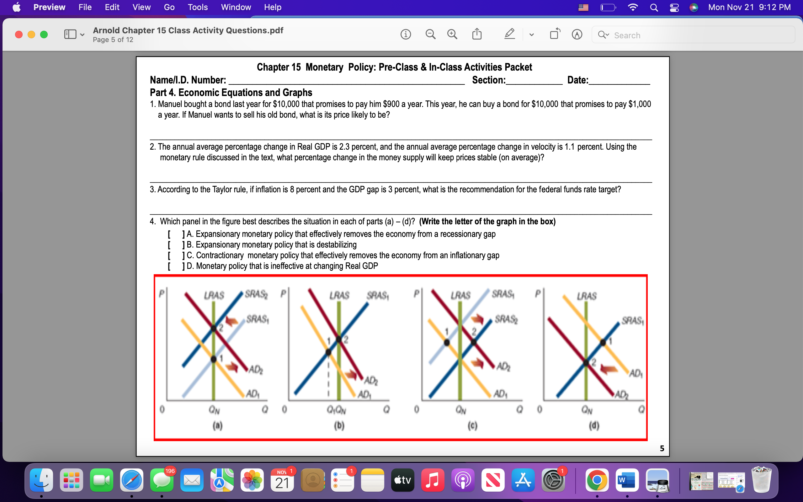 9:12PM v Arnold Chapter 15 Class Activity Questions.pdf . O . E