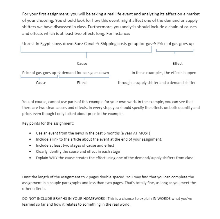  For your first assignment, you will be taking a real life