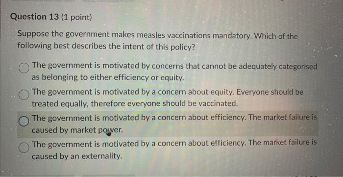 of equity. O Positive, and is associated with the concept of efficiency.Question