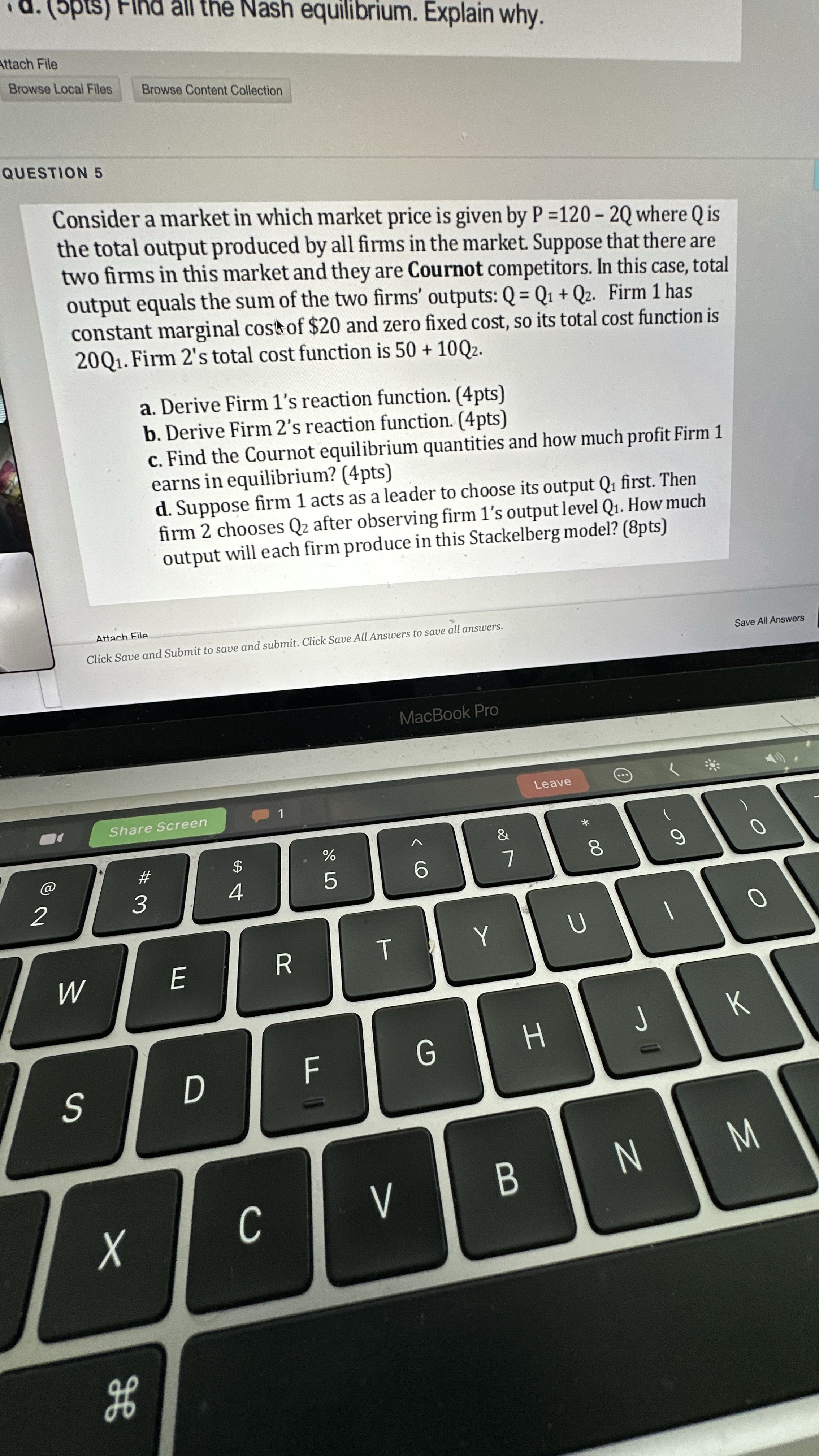  . a. (opts) Find all the Nash equilibrium. Explain why. ttach