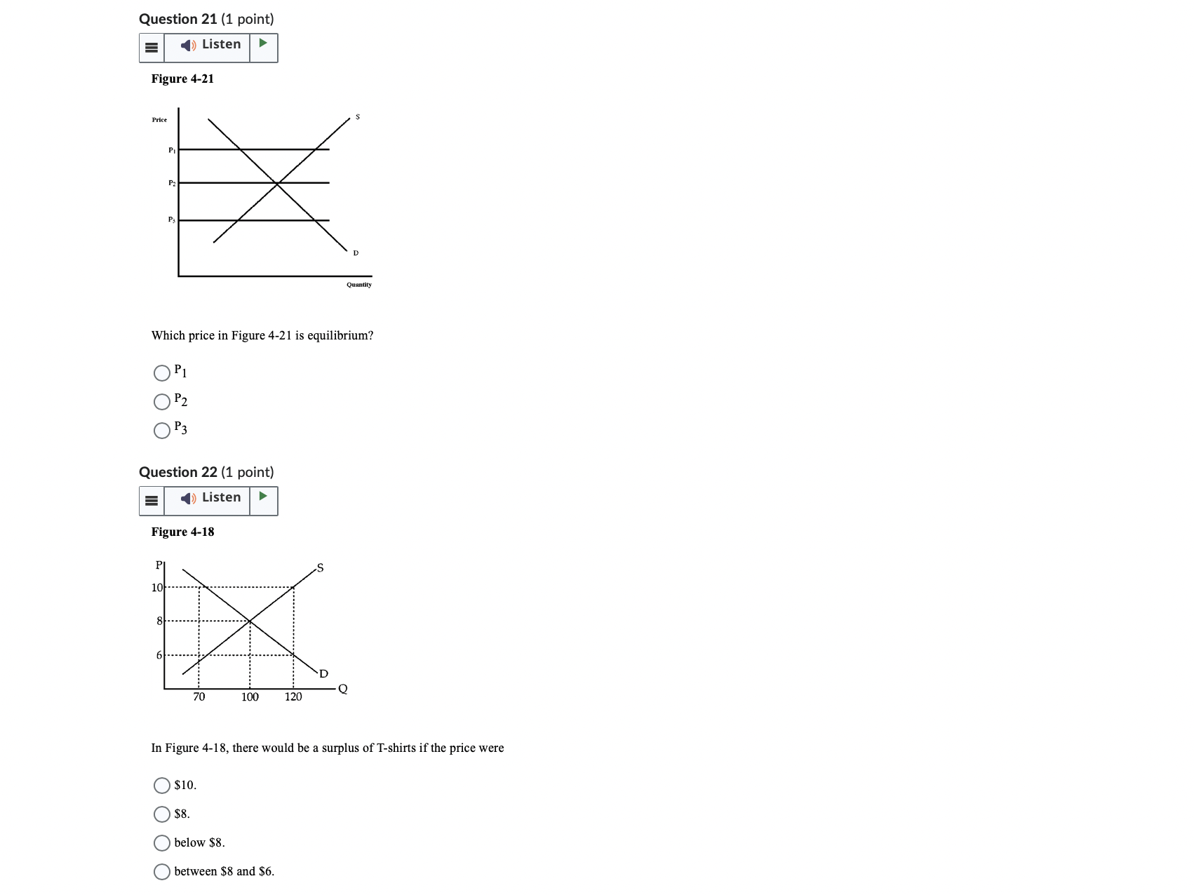 shortage O surplus, surplus O shortage, surplus O surplus, shortage Question 15