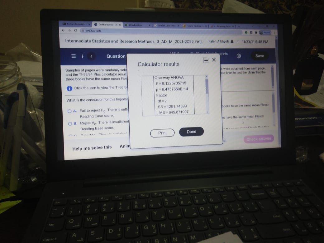 * | + F - C G ANOVA table Intermediate Statistics and