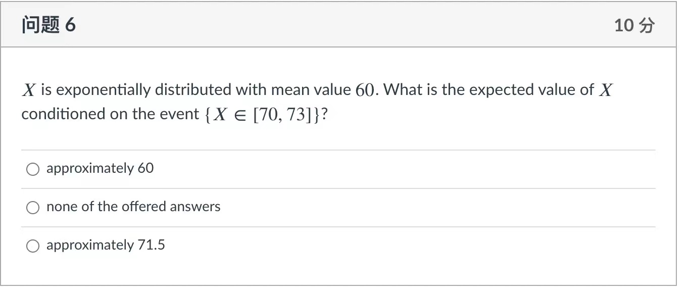  X is exponentially distributed with mean value 60. What is the