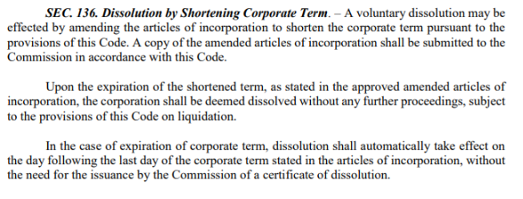 Hello Tutor please discuss Section 136 of Corp code Philippines thoroughly SEC.