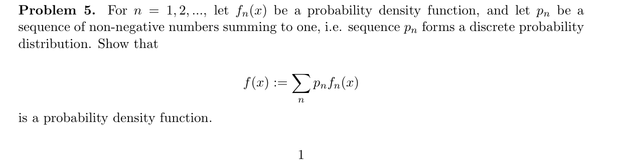  Problem 5. For n = 1, 2, ..., let fn(x) be