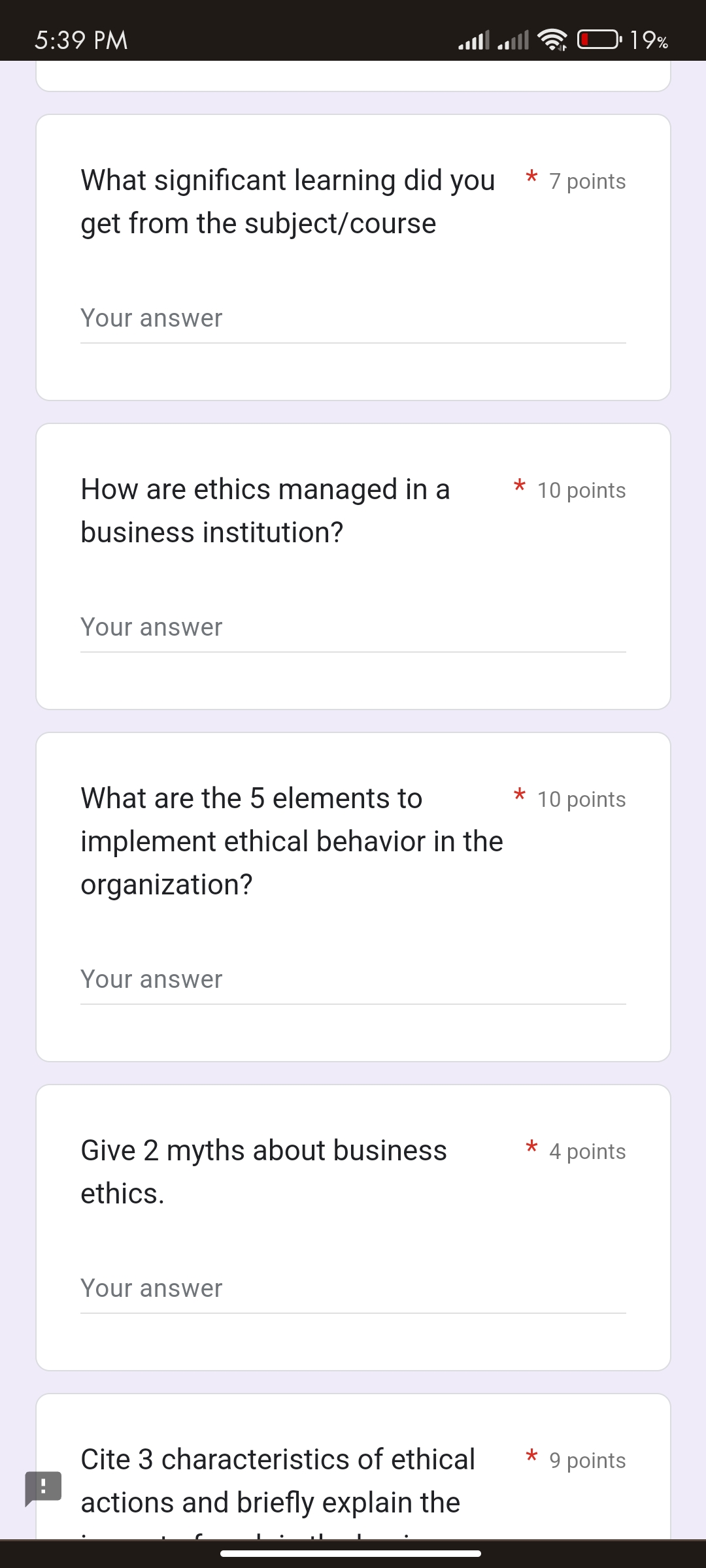 What signicant learning did you * 7 points get from the