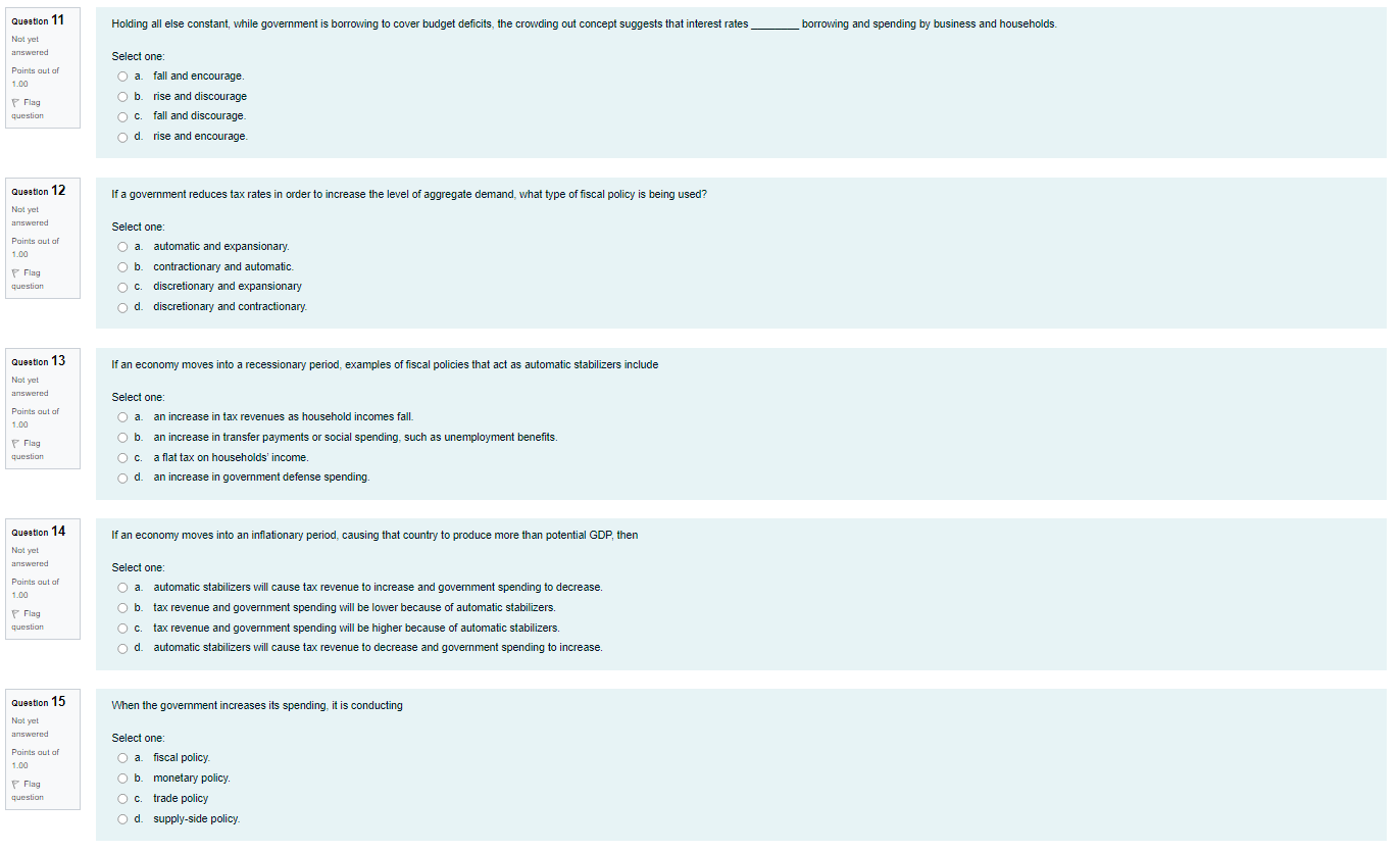 one: while a decrease in government expenditure val shin the curve to