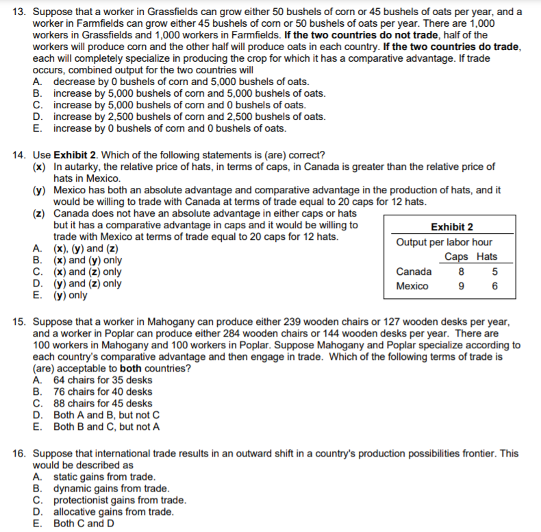 question no 13 13. Suppose that a worker in Grassfields can grow