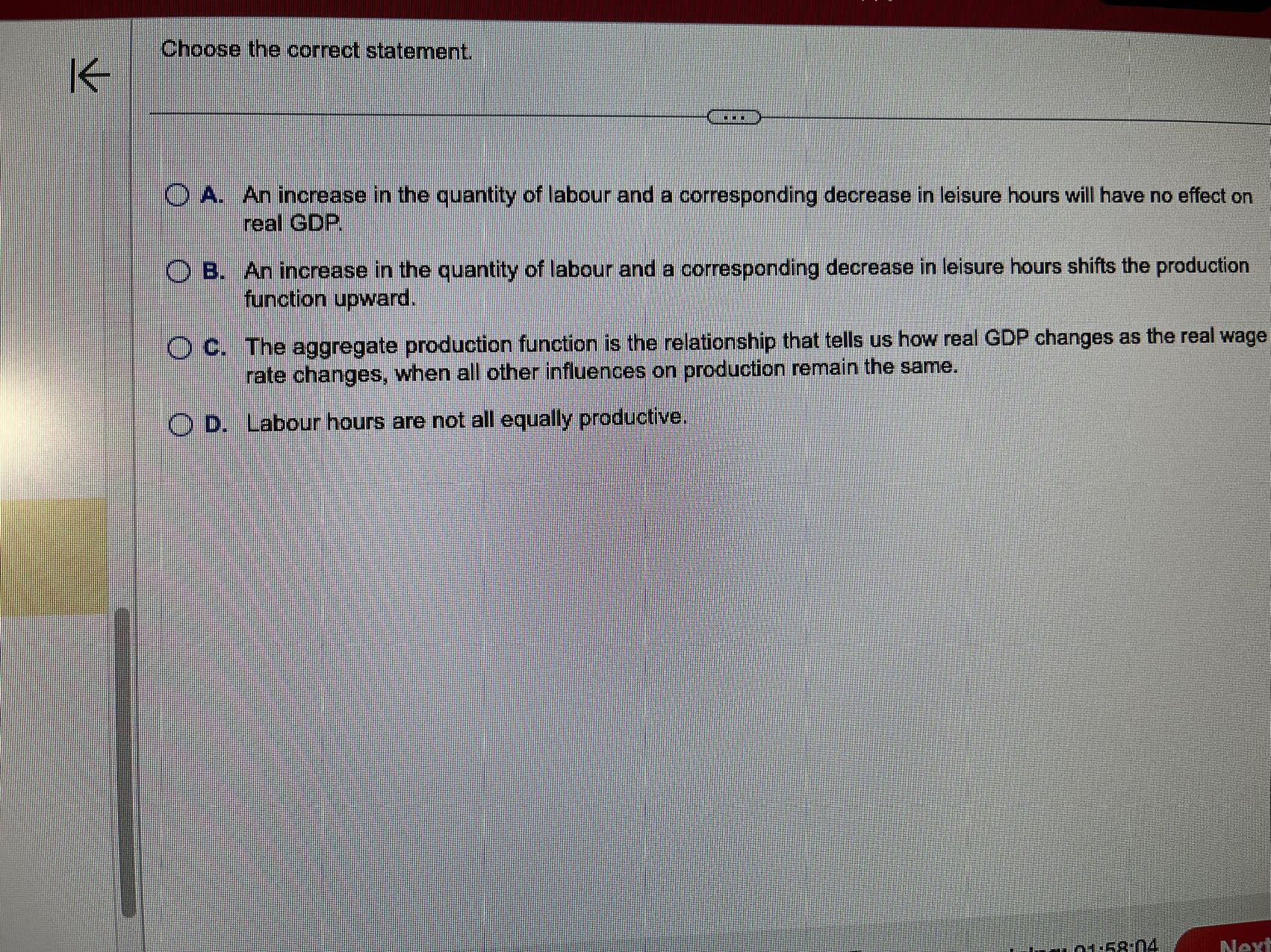  Choose the correct statement. A. An increase in the quantity of