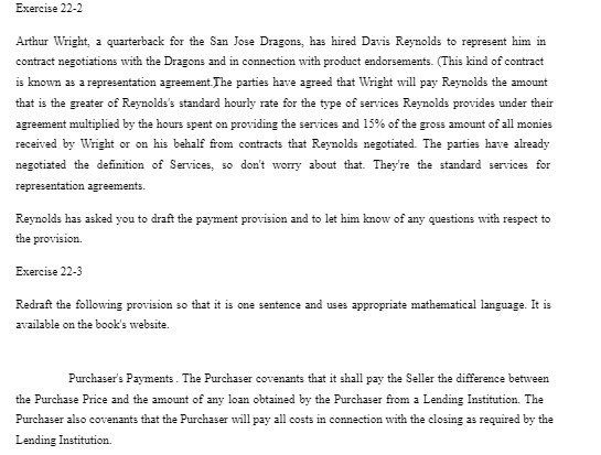  Exercise 22-2 Arthur Wright, a quarterback for the San Jose Dragons,