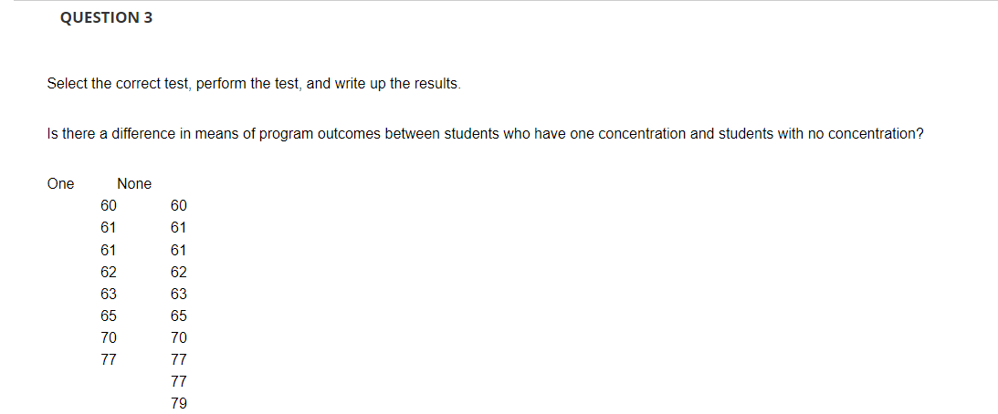  QUESTION 3 Select the correct test, perform the test, and write