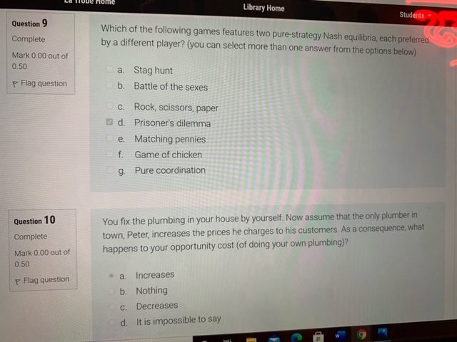 Q.OU out of Library Home Students 0.50 Steffi I Flag question N