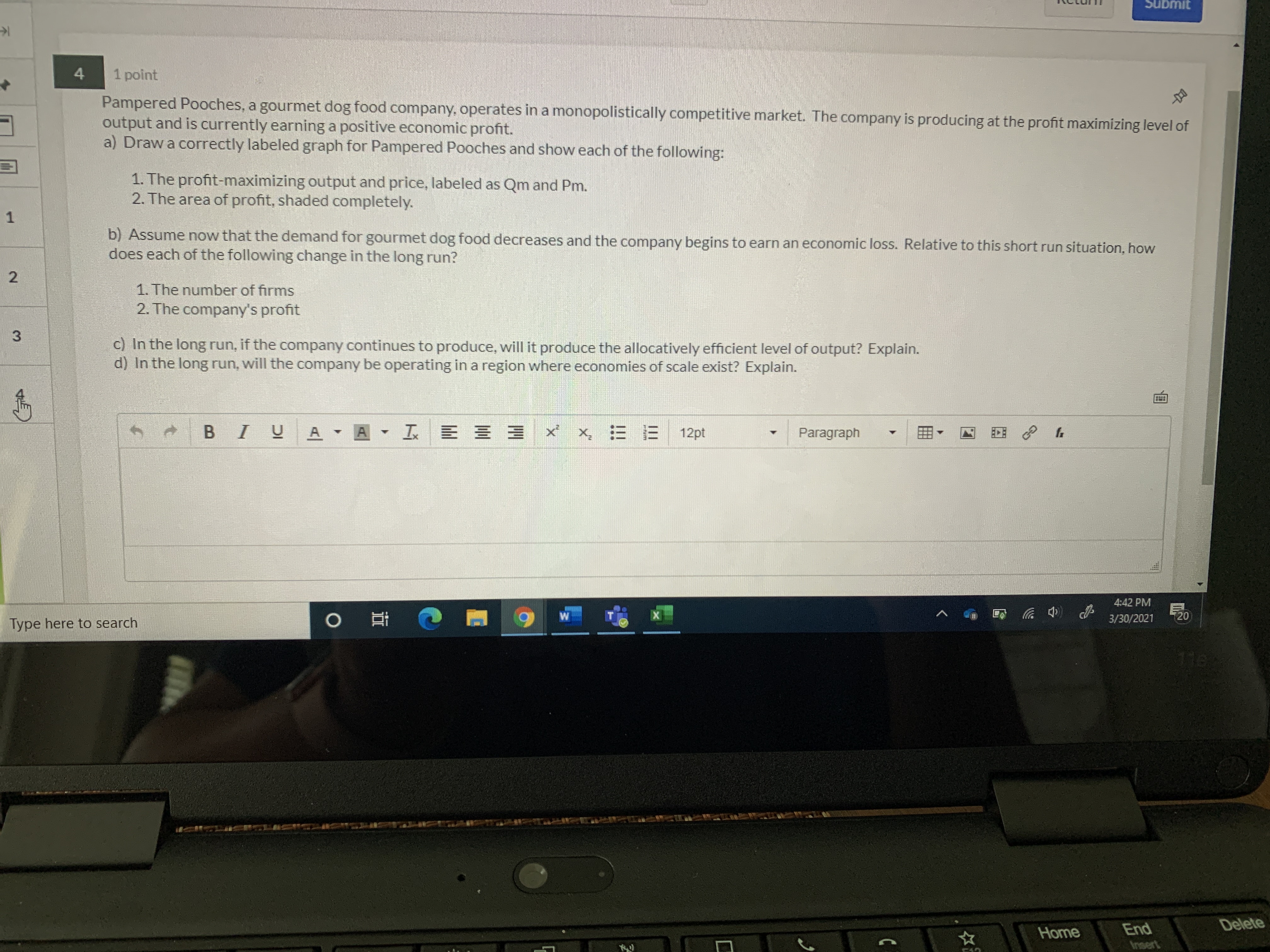 How do I answer this question Submit 4 1 point Pampered Pooches,