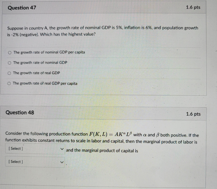 i need quick answer Question 47 1.6 pts Suppose in country A,